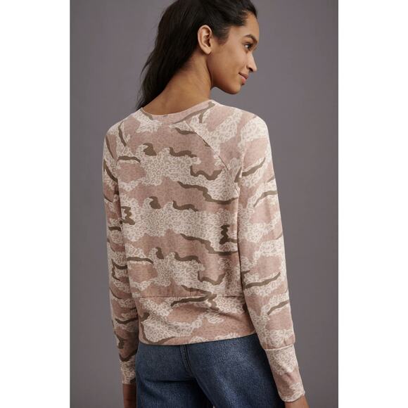 NEW Anthropologie Monrow Camo Comfy Leopard Print Pullover - M - Picture 4 of 8